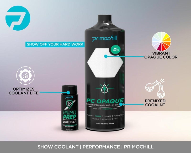 PrimoChill Opaque - Computer WaterCooling Show Coolant, Solid/Non-Transparent, Full Protection, Advanced User, PrimoPrep Included, Proudly Made in The USA (32oz/.9L) - Sky White SX - Image 2